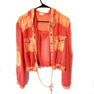 POL Distressed Crop Jacket Size Small